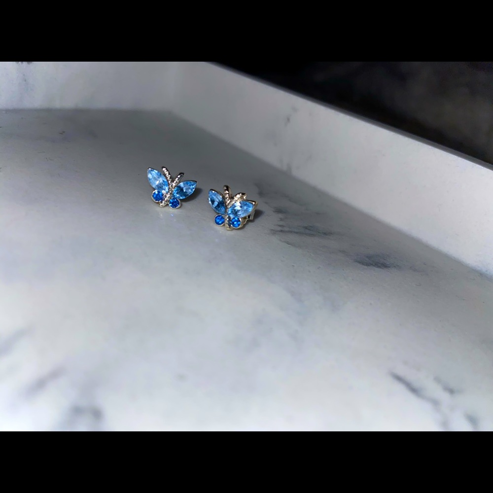 Blue butterfly earrings
